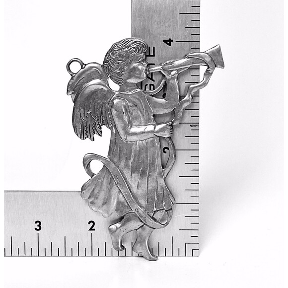 Vintage Seagull Pewter Canada Angel With Trumpet Ornament Christmas Holiday 80s - Picture 3 of 5